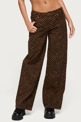 Zebra Print Low Rise Baggy Jeans