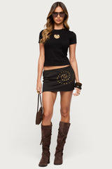 Swirl Studded Mini Skirt