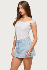 Laura Off Shoulder Dotted Cotton Top