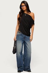 Ofelia Asymmetric Off Shoulder Ruched Top