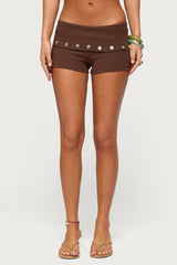 Masha Iridescent Button Foldover Shorts