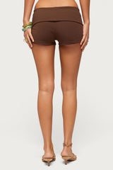Masha Iridescent Button Foldover Shorts