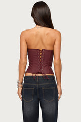 Izara Studded Faux Leather Corset