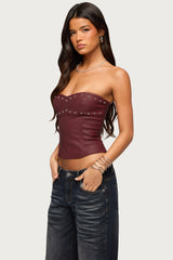 Izara Studded Faux Leather Corset