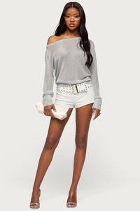 Studded Belt Denim Micro Shorts