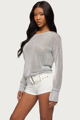 Charlo Off Shoulder Shiny Knit Top