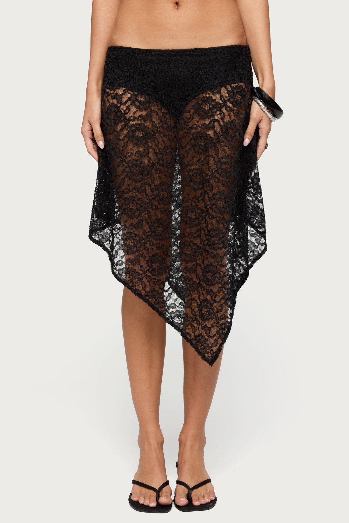 Sheer Lace Handkerchief Midi Skort – edikted