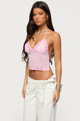 Allise Backless Sequin Halter Top
