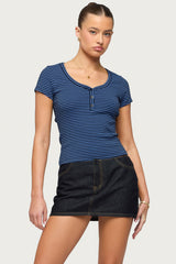 Kady Striped Henley T Shirt