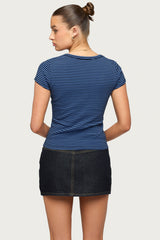 Kady Striped Henley T Shirt