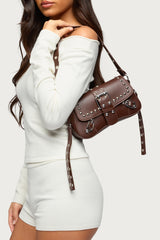Stud & Buckle Faux Leather Bag