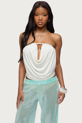 Giana Iridescent Strapless Cowl Neck Top