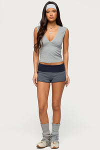 Nour Contrast Striped Foldover Shorts