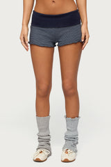 Nour Contrast Striped Foldover Shorts