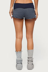 Nour Contrast Striped Foldover Shorts