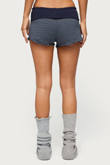 Nour Contrast Striped Foldover Shorts