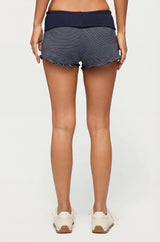 Nour Contrast Striped Foldover Shorts