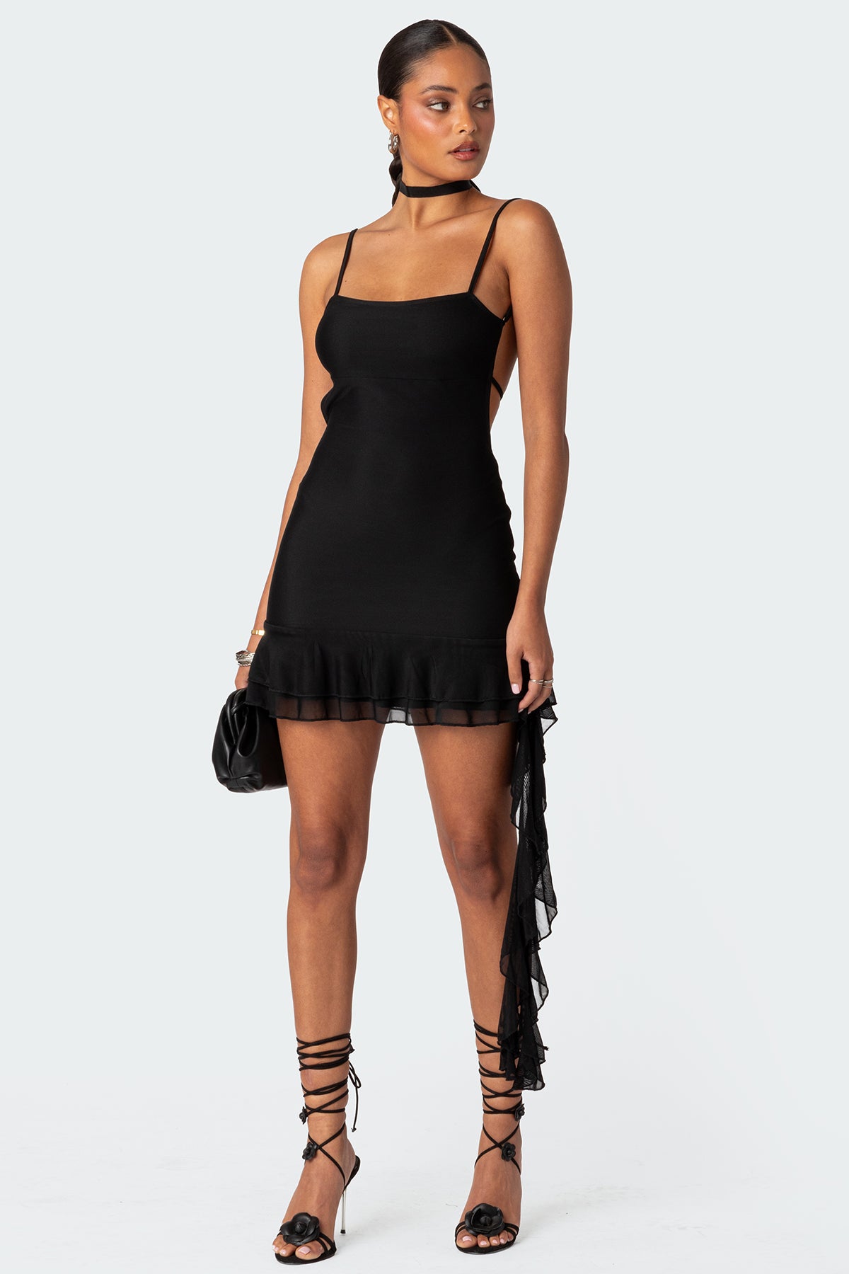 Kris Open Back Ruffle Mini Dress