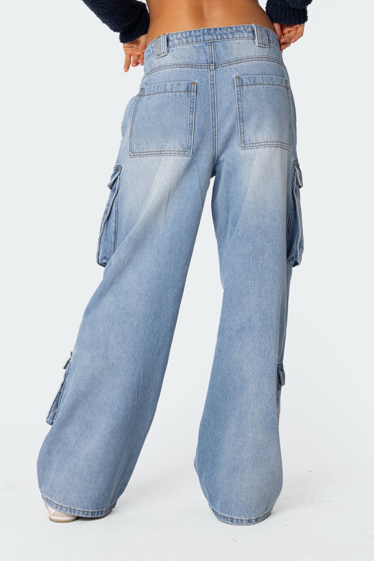 Tara Low Rise Denim Cargo Jeans