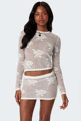 Saga Embroidered Sheer Knit Top