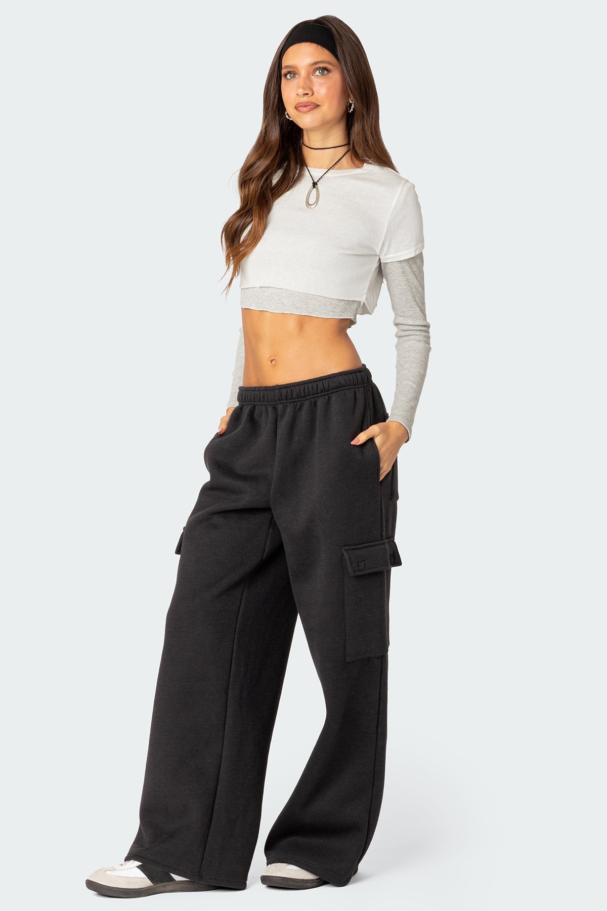 Wide Leg Cargo Sweatpants