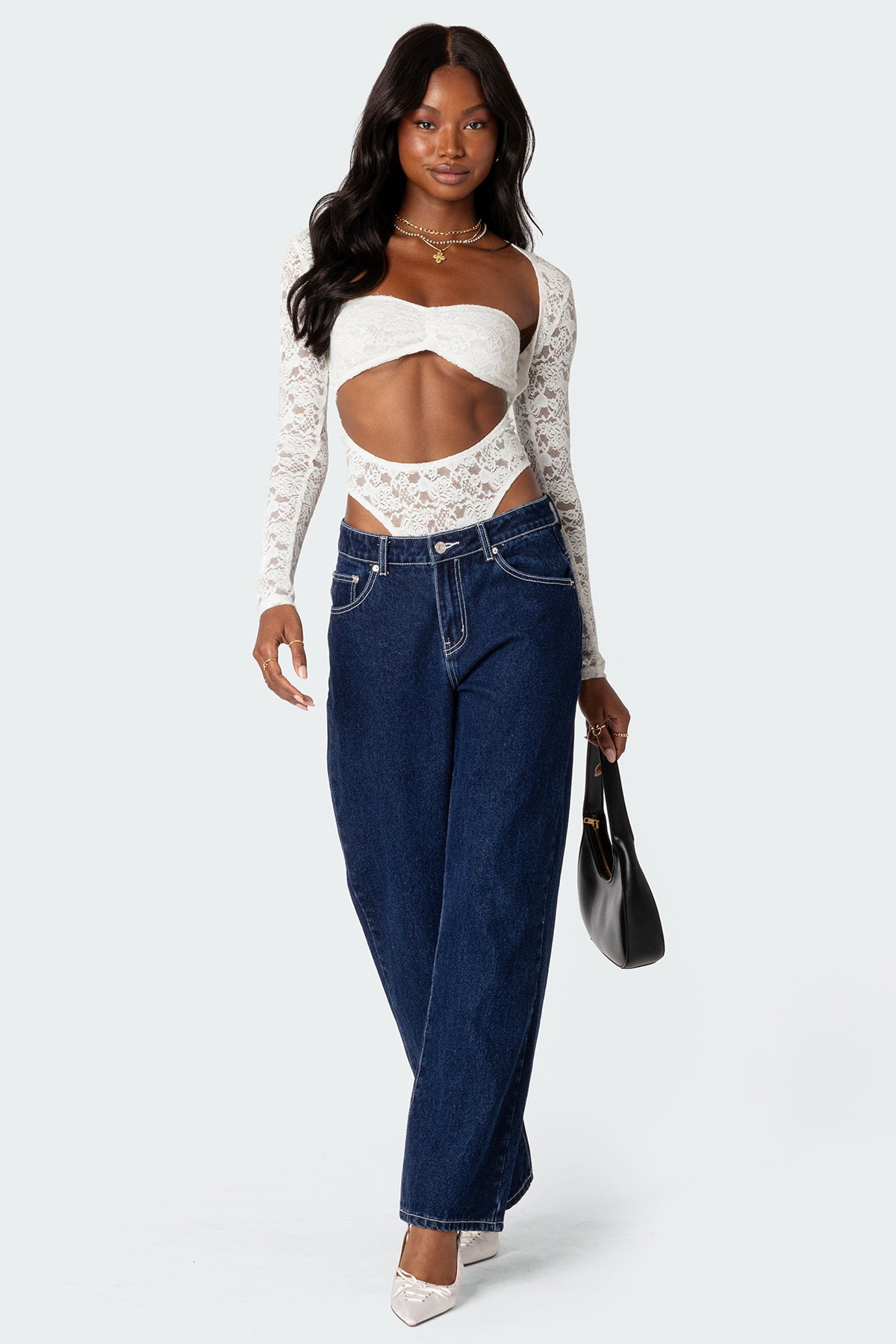 Zoey Sheer Lace Two Piece Bodysuit