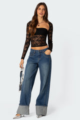 Addison Sheer Lace Two Piece Top