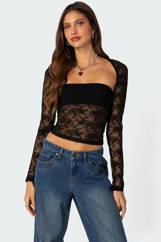 Addison Sheer Lace Two Piece Top