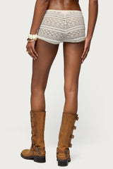 Yalena Sheer Lace Micro Shorts