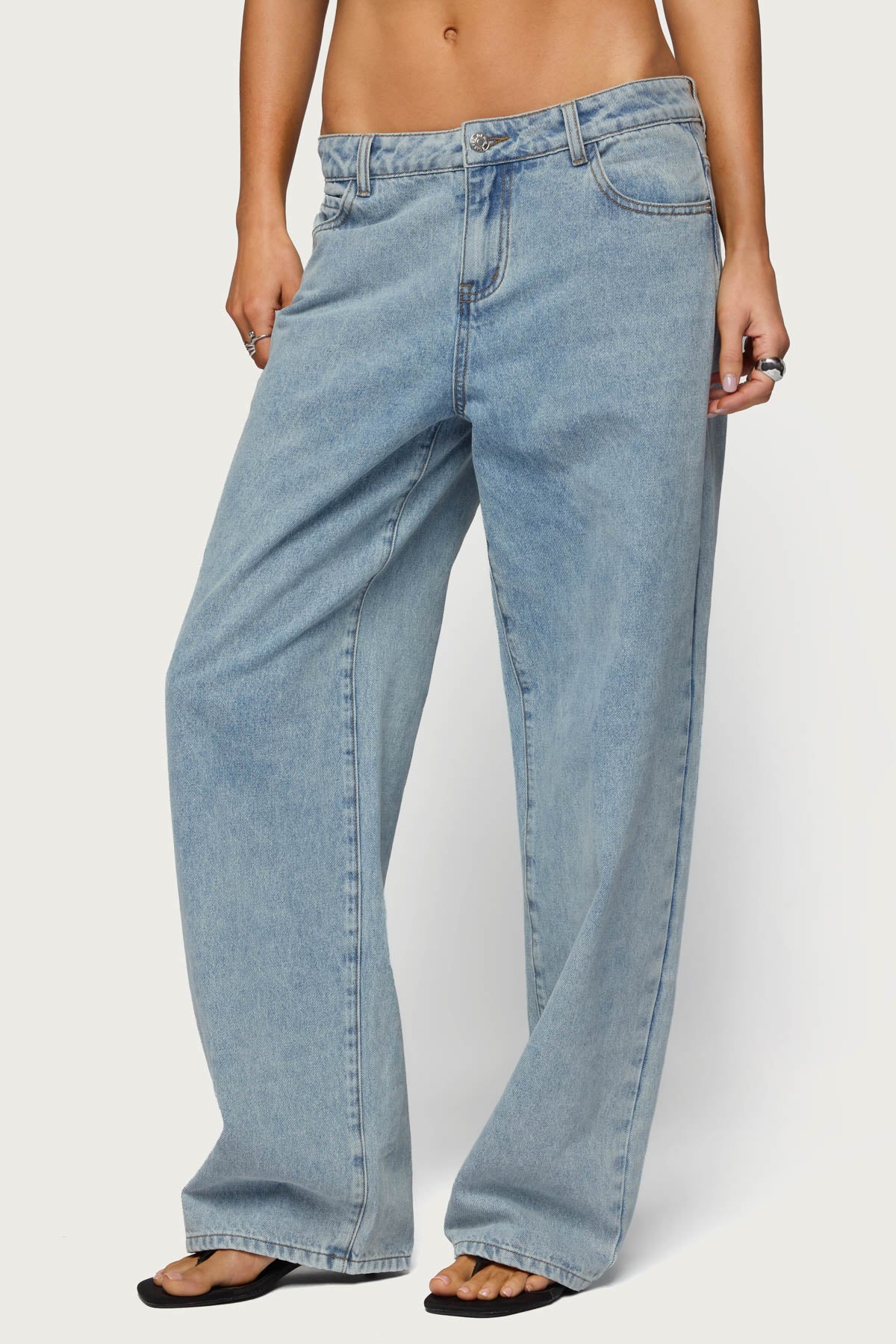 Dalina Washed Low Rise Baggy Jeans