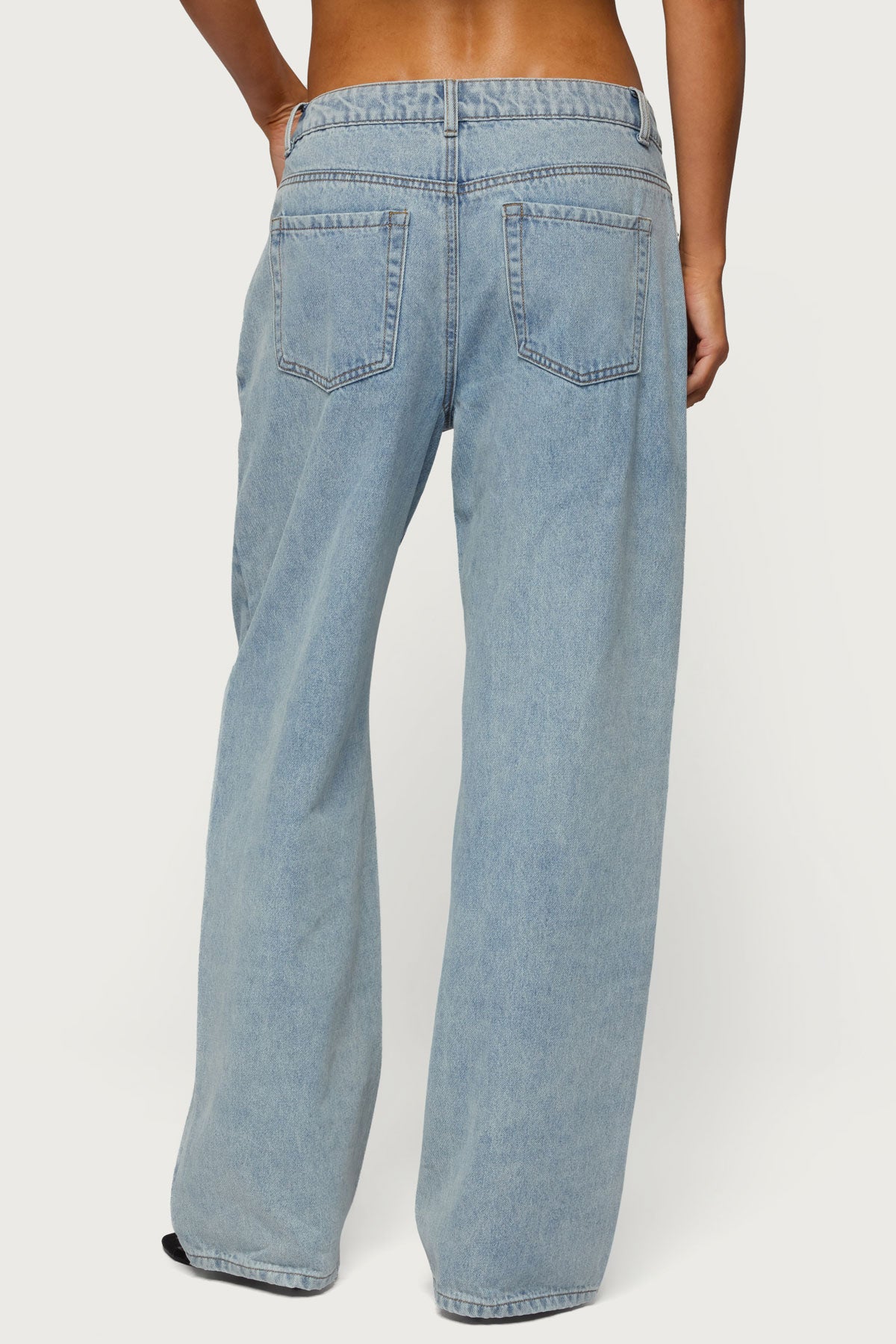 Dalina Washed Low Rise Baggy Jeans