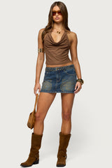 Libbie Studded Denim Mini Skirt