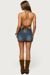 Libbie Studded Denim Mini Skirt