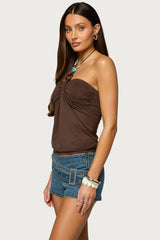 Itzel Ring Gathered Halter Top
