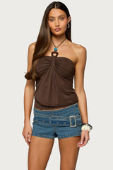 Itzel Ring Gathered Halter Top
