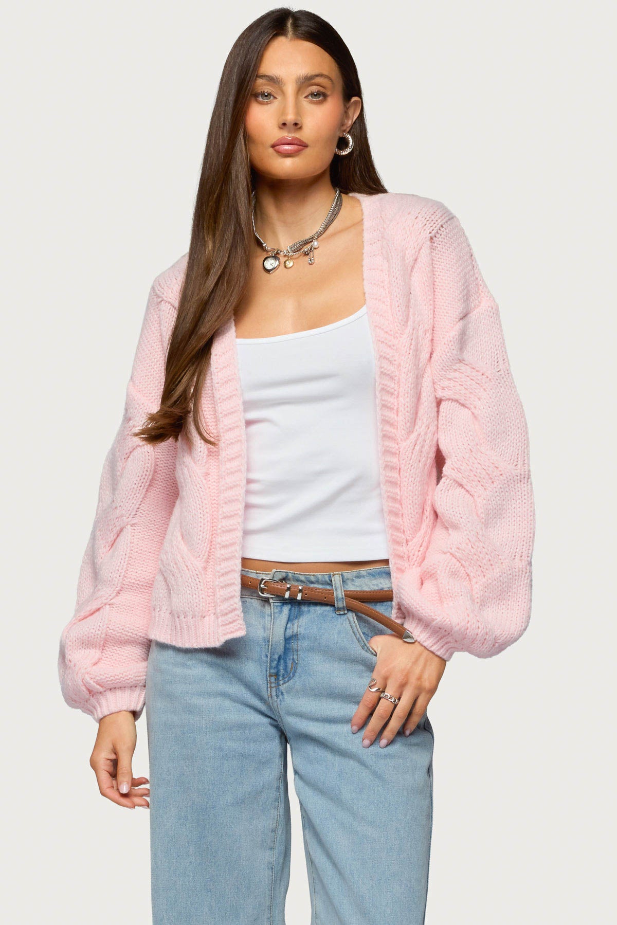 Braiden Chunky Cable Knit Cardigan – edikted
