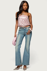 Leira Silky Sparkly Strapless Top