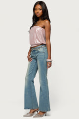 Leira Silky Sparkly Strapless Top