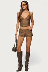Idara Faux Leather Micro Shorts