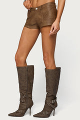 Idara Faux Leather Micro Shorts