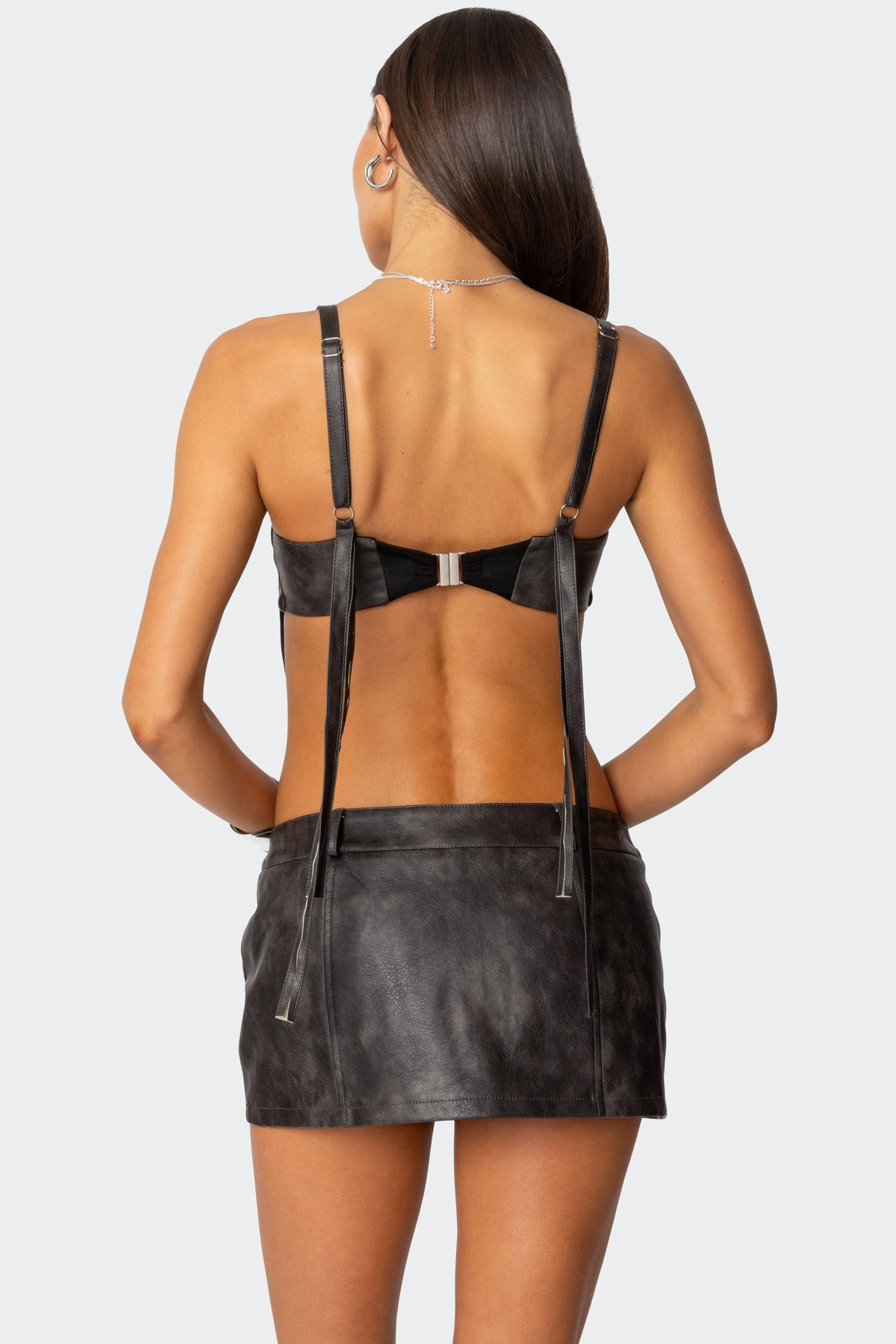 Sadaf Faux Leather Bra Top