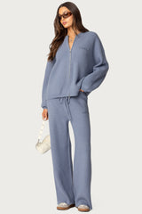 Kris Ribbed Knit Zip Up Sweater