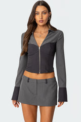 Angela Tailored Zip Up Top