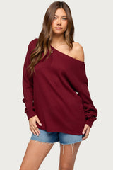 Damari Off Shoulder Oversized Waffle Top