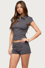 Brylee Zip Up Short Sleeve Shirt