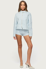 Myah Pinstripe Moto Jacket