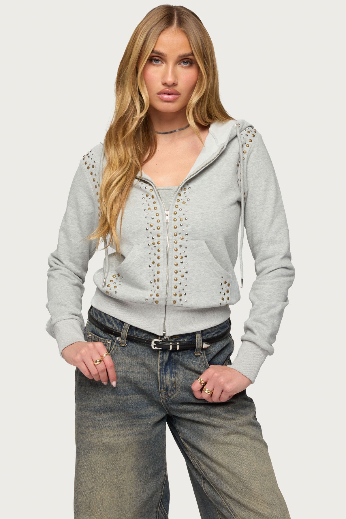 Patricia Studded Zip Up Hoodie
