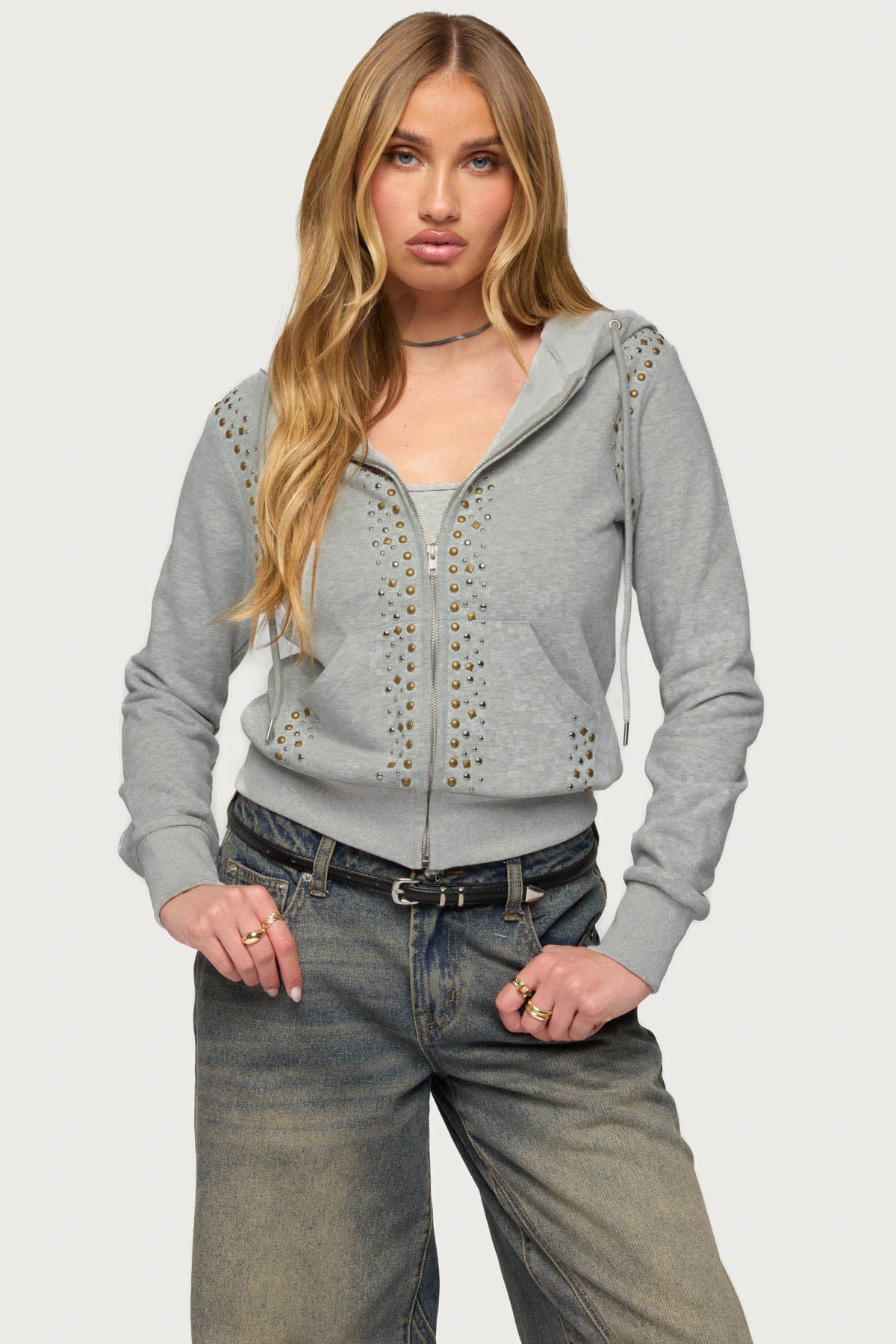 Patricia Studded Zip Up Hoodie