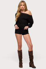 Paola Off Shoulder Stud Top