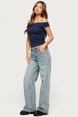 Dellah Contrast Off Shoulder Top